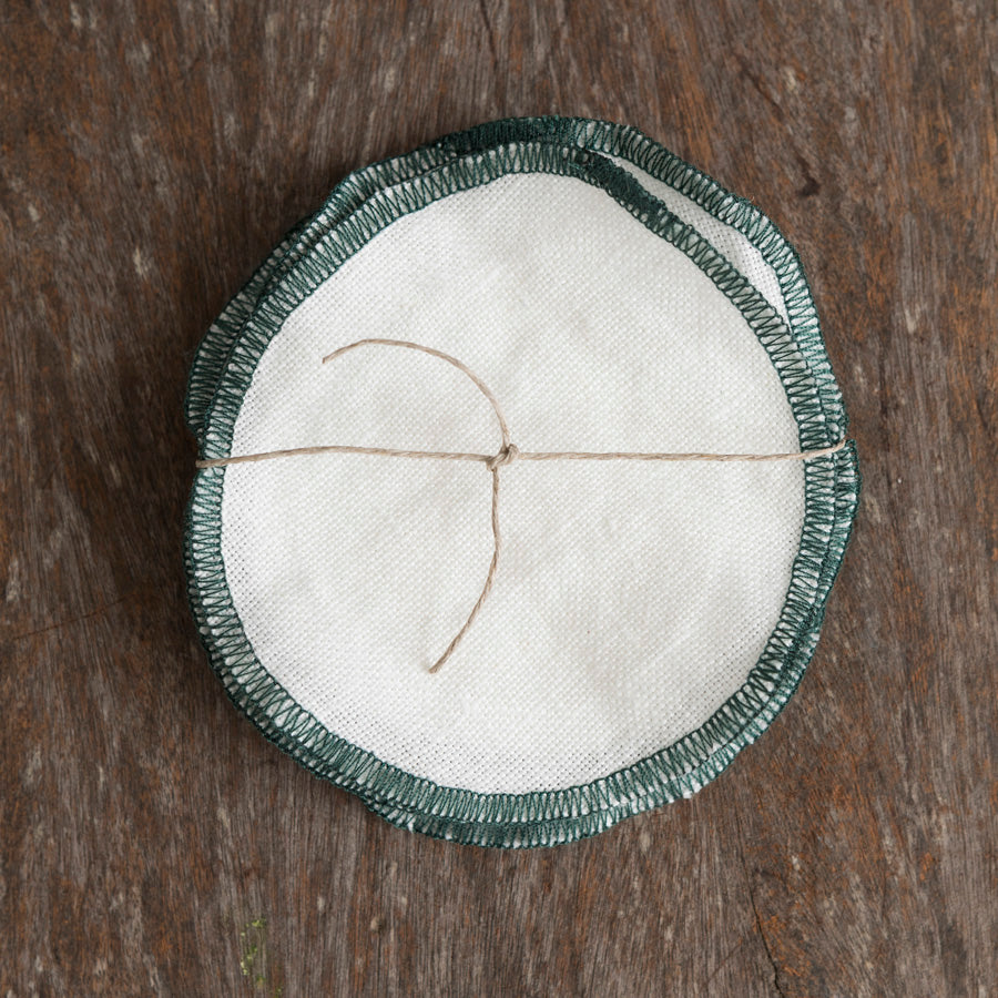 Set of 6 Bread Baskets - White / Green