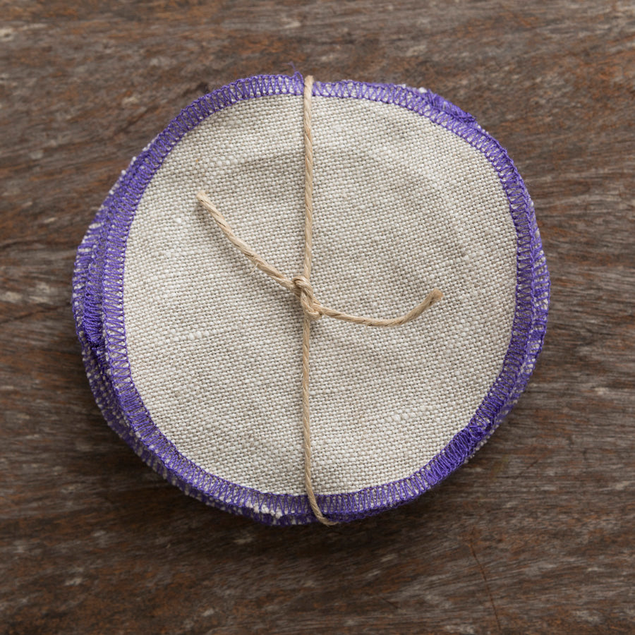 Set of 6 Bread Baskets - Beige / Purple