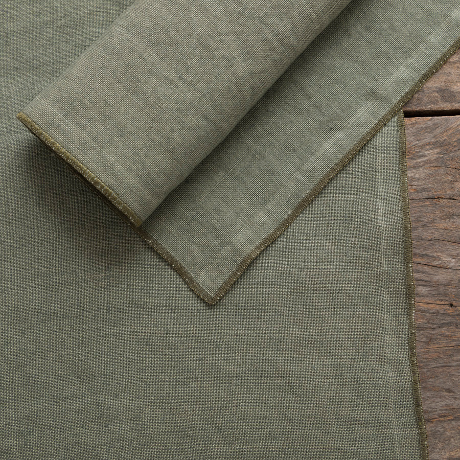 Set of 2 Linen Placemats - Green / Green