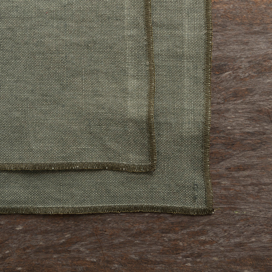 Set of 2 Linen Placemats - Green / Green