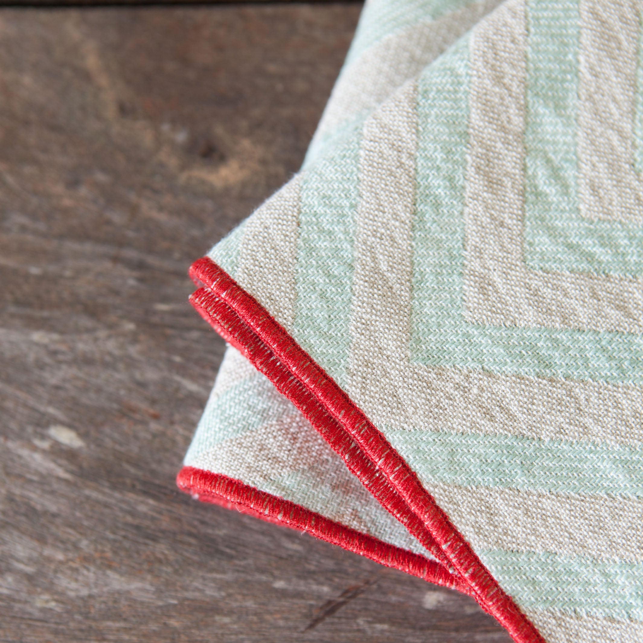 Linen Napkin Set x2 - Turquoise Rhombus