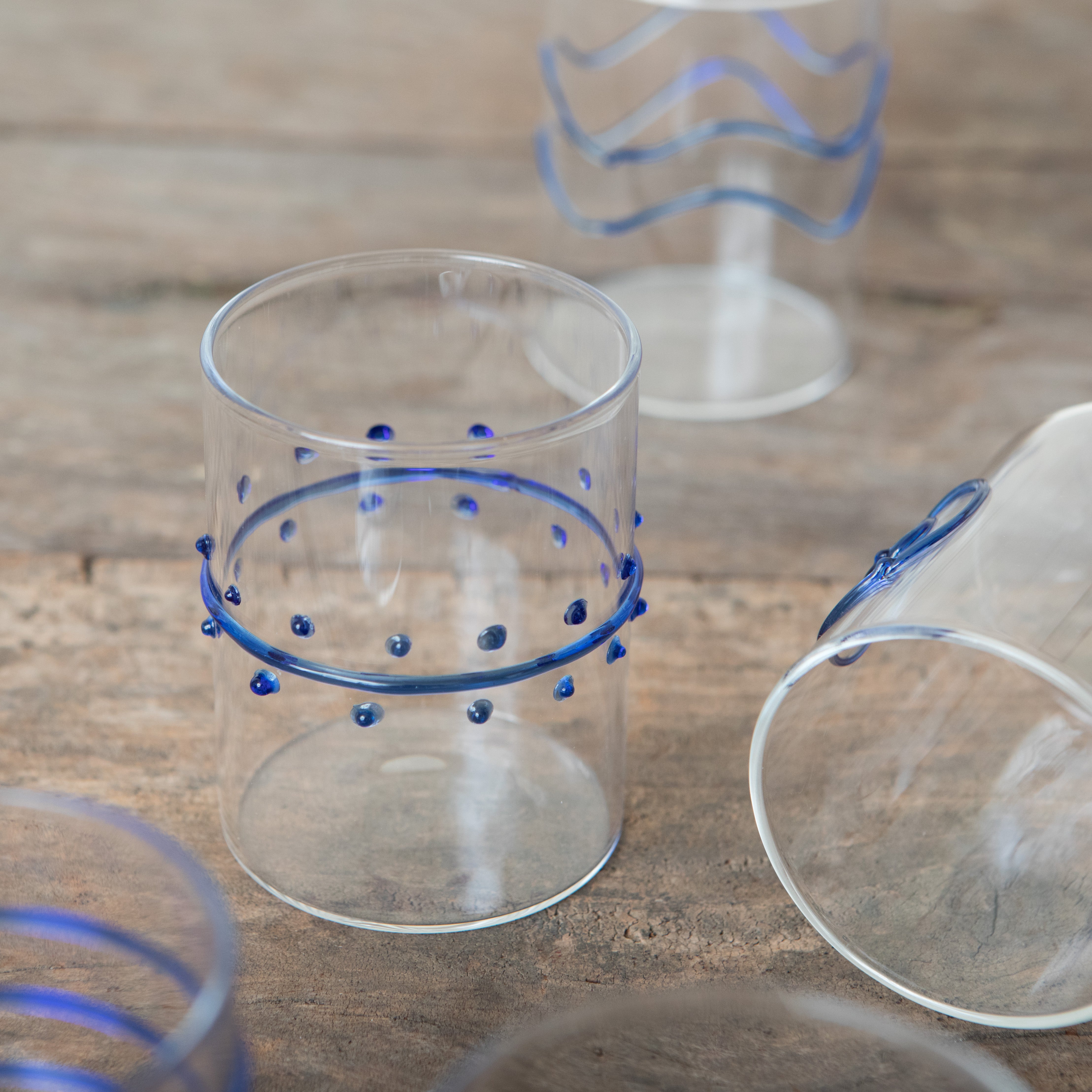 x4 Vasos Deco Azul de Borosilicato