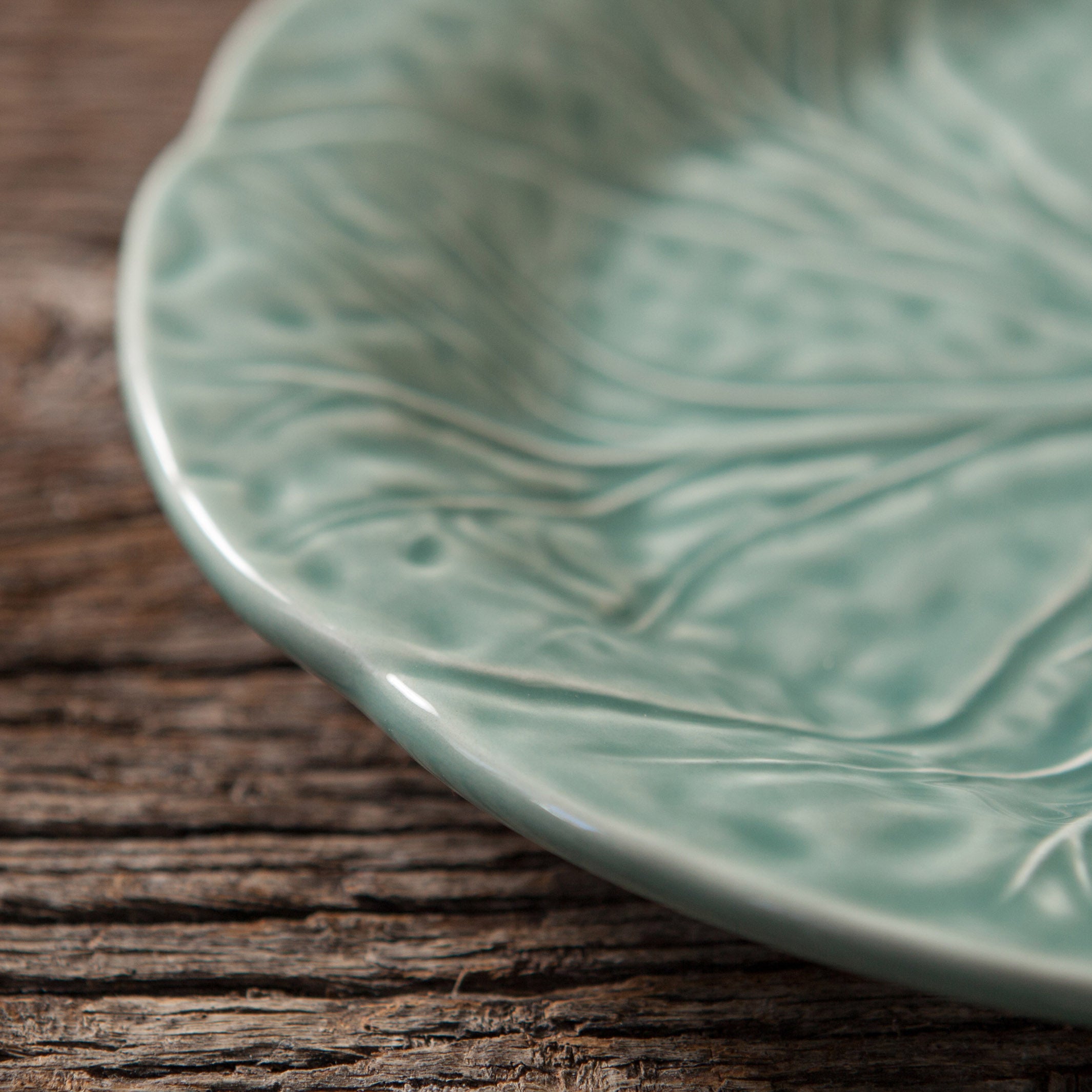 Ice Blue Bordallo Leaf Dessert Plate