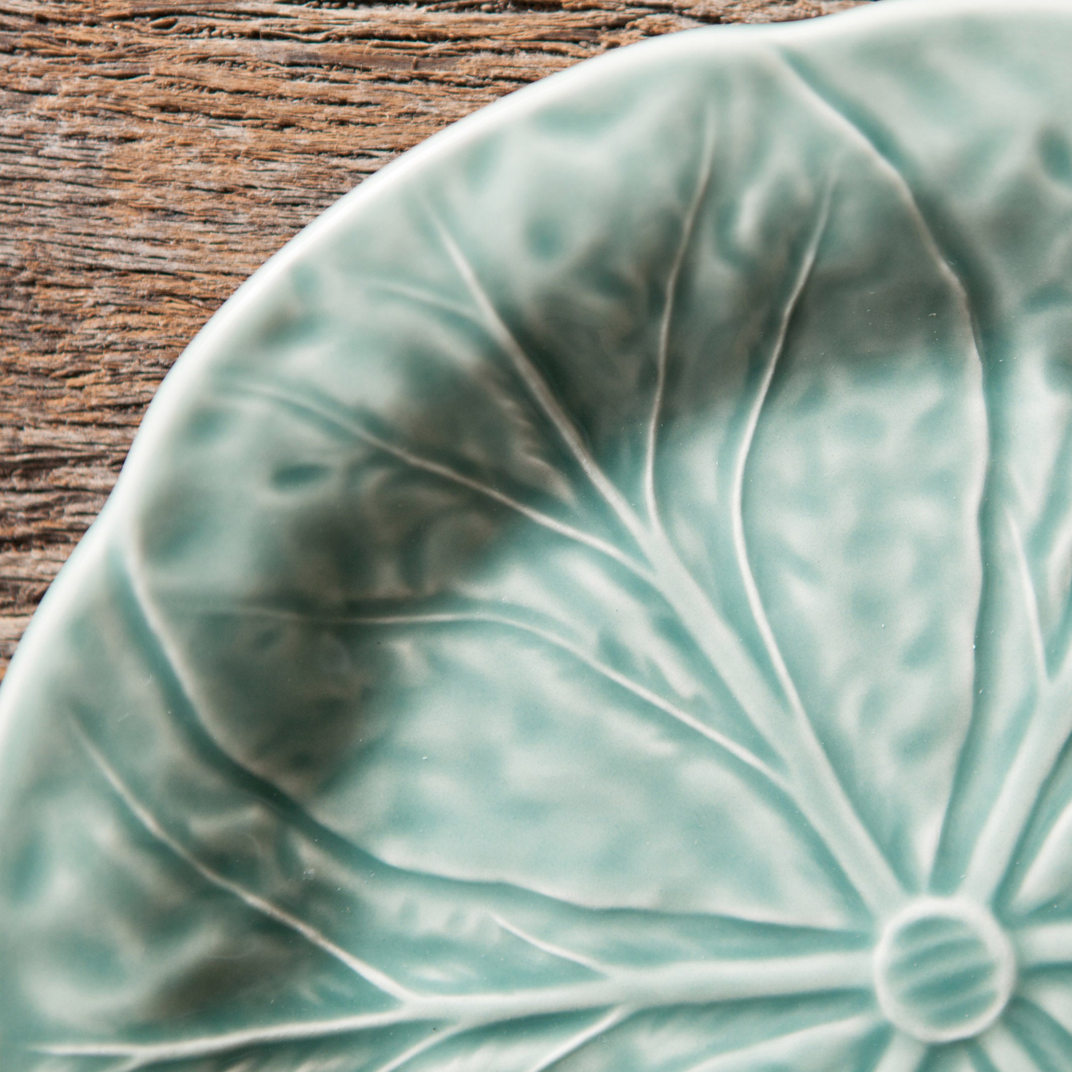 Ice Blue Bordallo Leaf Dessert Plate