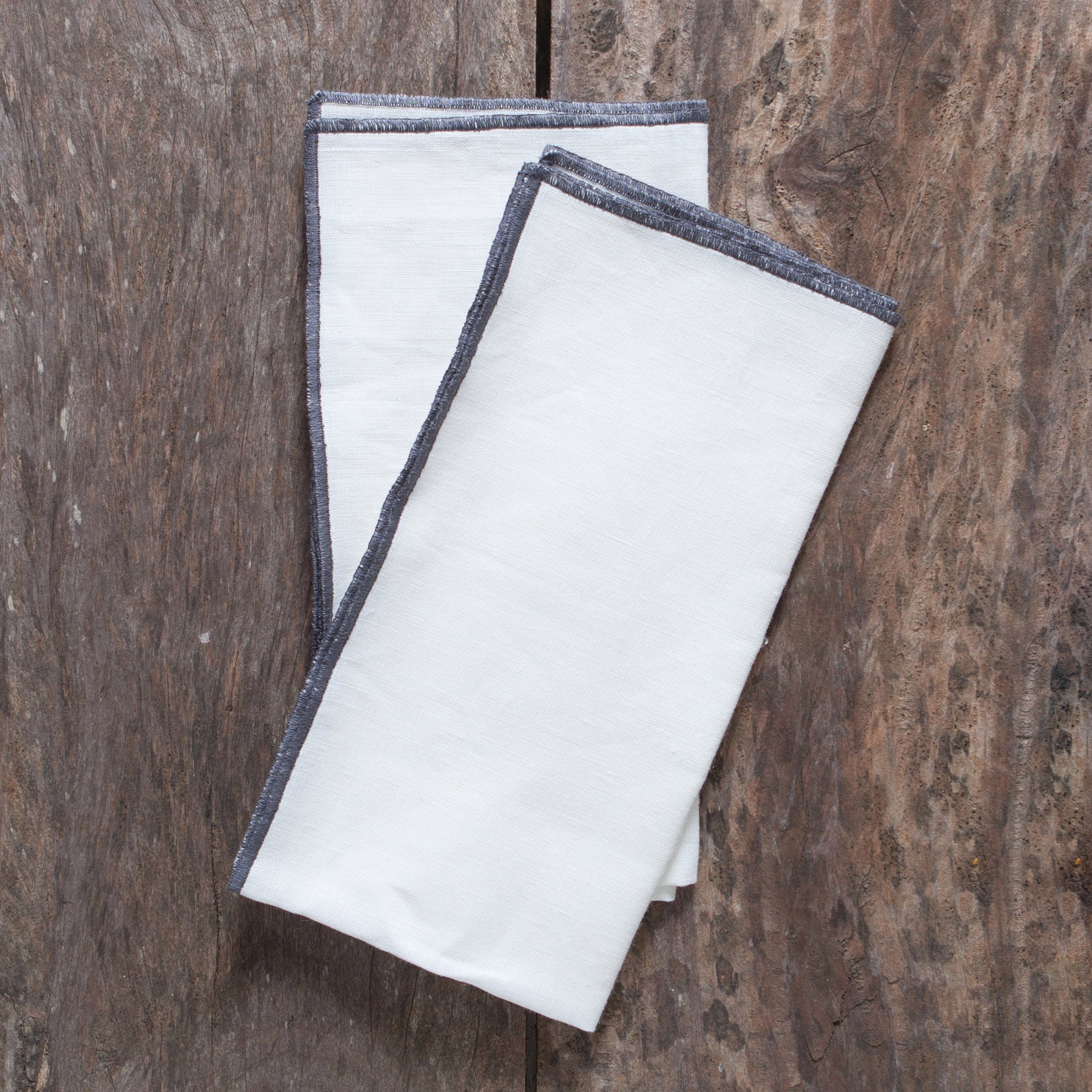 Servilletas de Lino x2 - Blanco / Gris