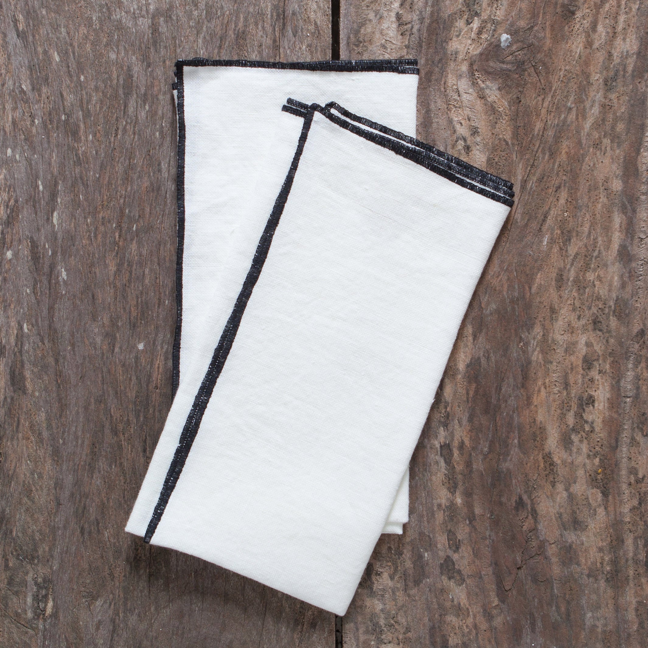 Linen Napkin Set x2 - White / Black