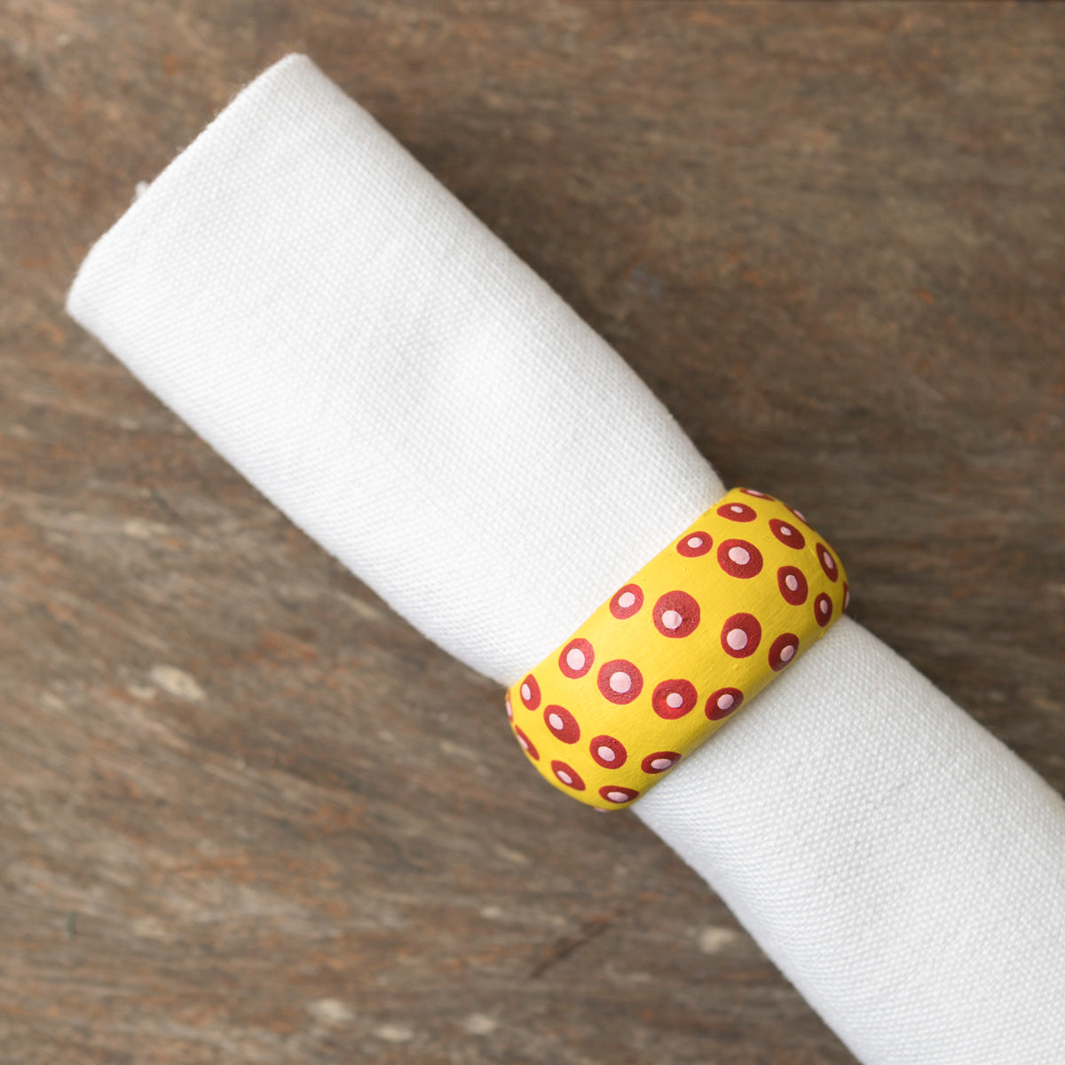 Wooden Napkin Holder Dots - Yellow