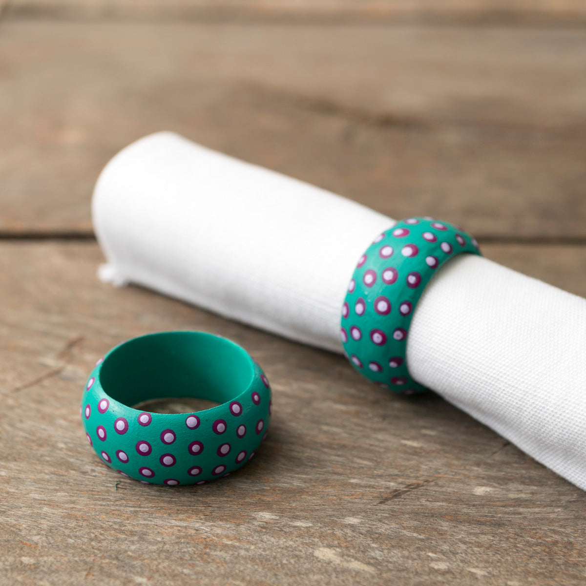 Wooden Napkin Holder Dots - Turquoise