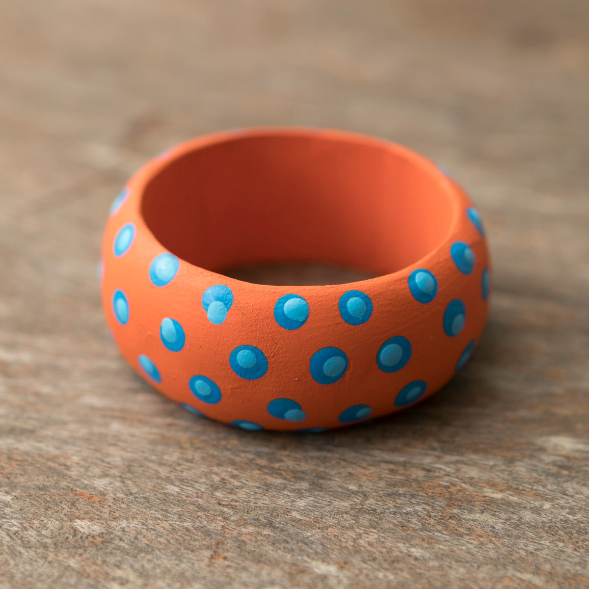 Wooden Napkin Holder Dots - Orange