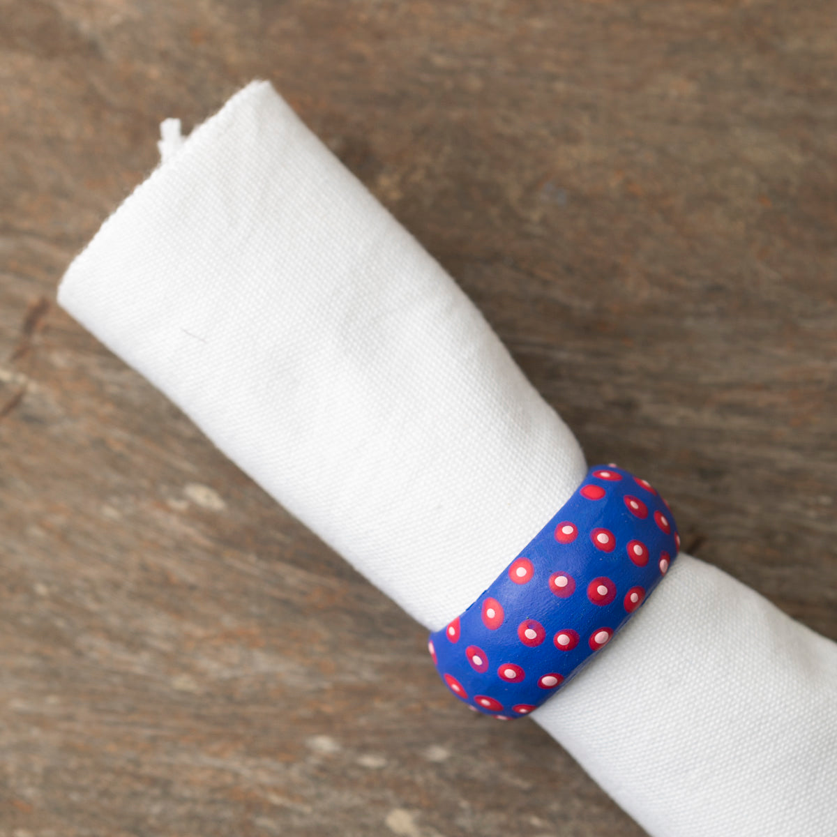 Wooden Napkin Holder Dots - Dark Blue