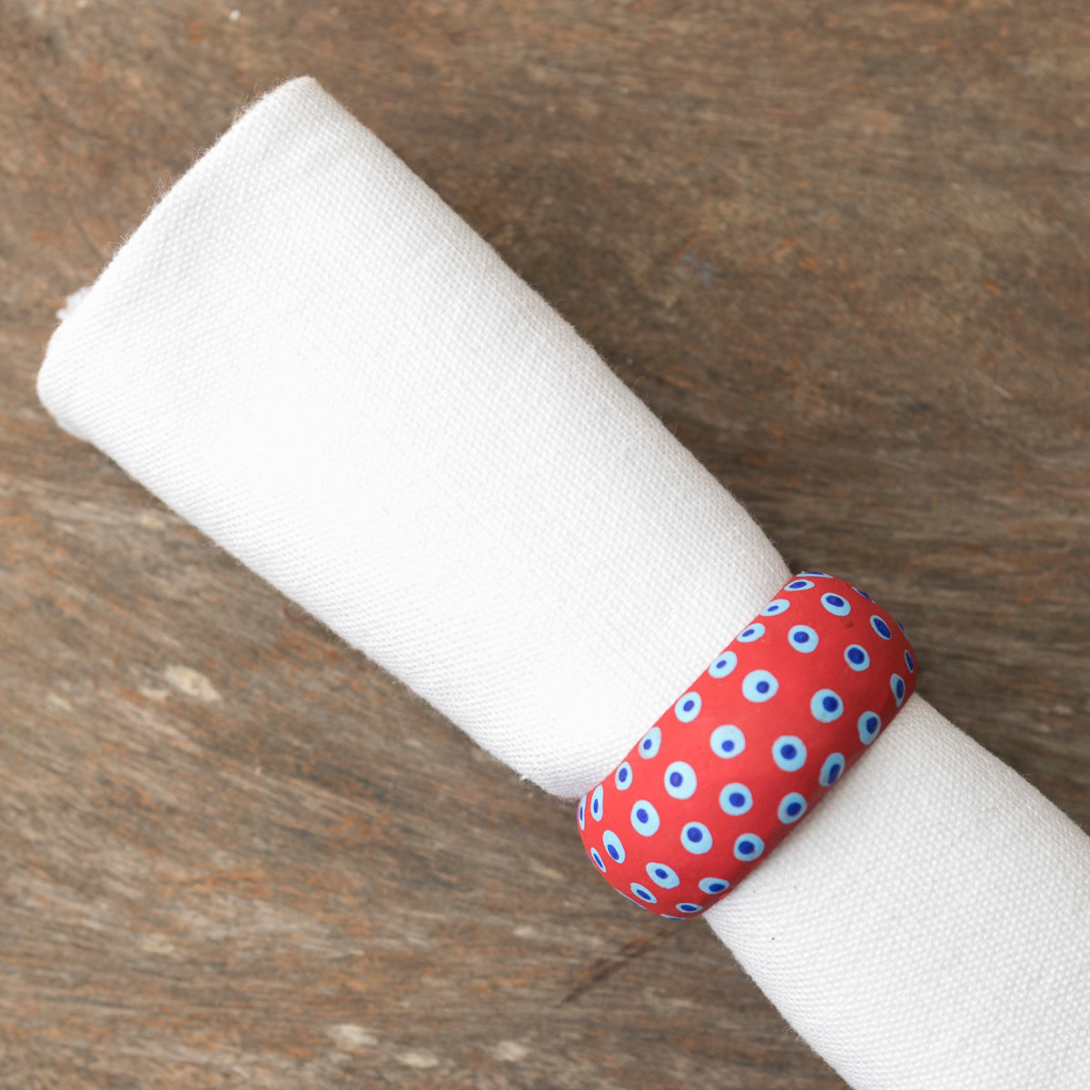 Wooden Napkin Holder Dots - Red