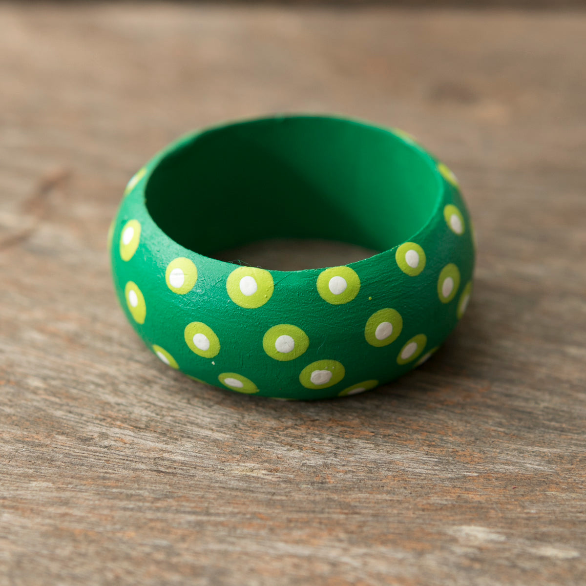 Wooden Napkin Holder Dots - Green