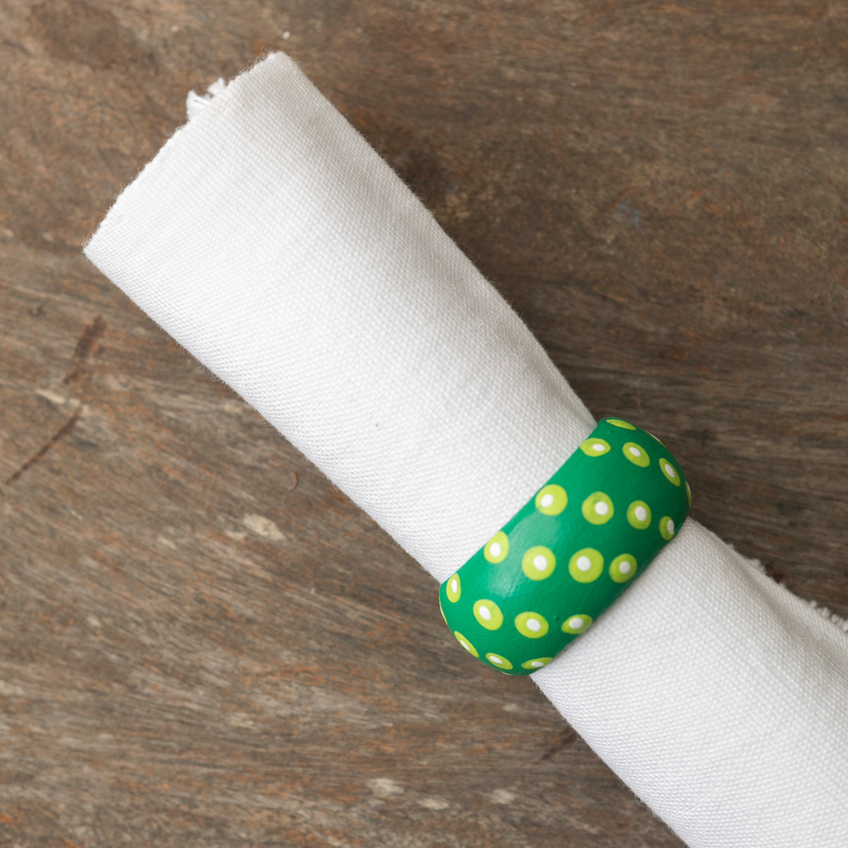 Wooden Napkin Holder Dots - Green