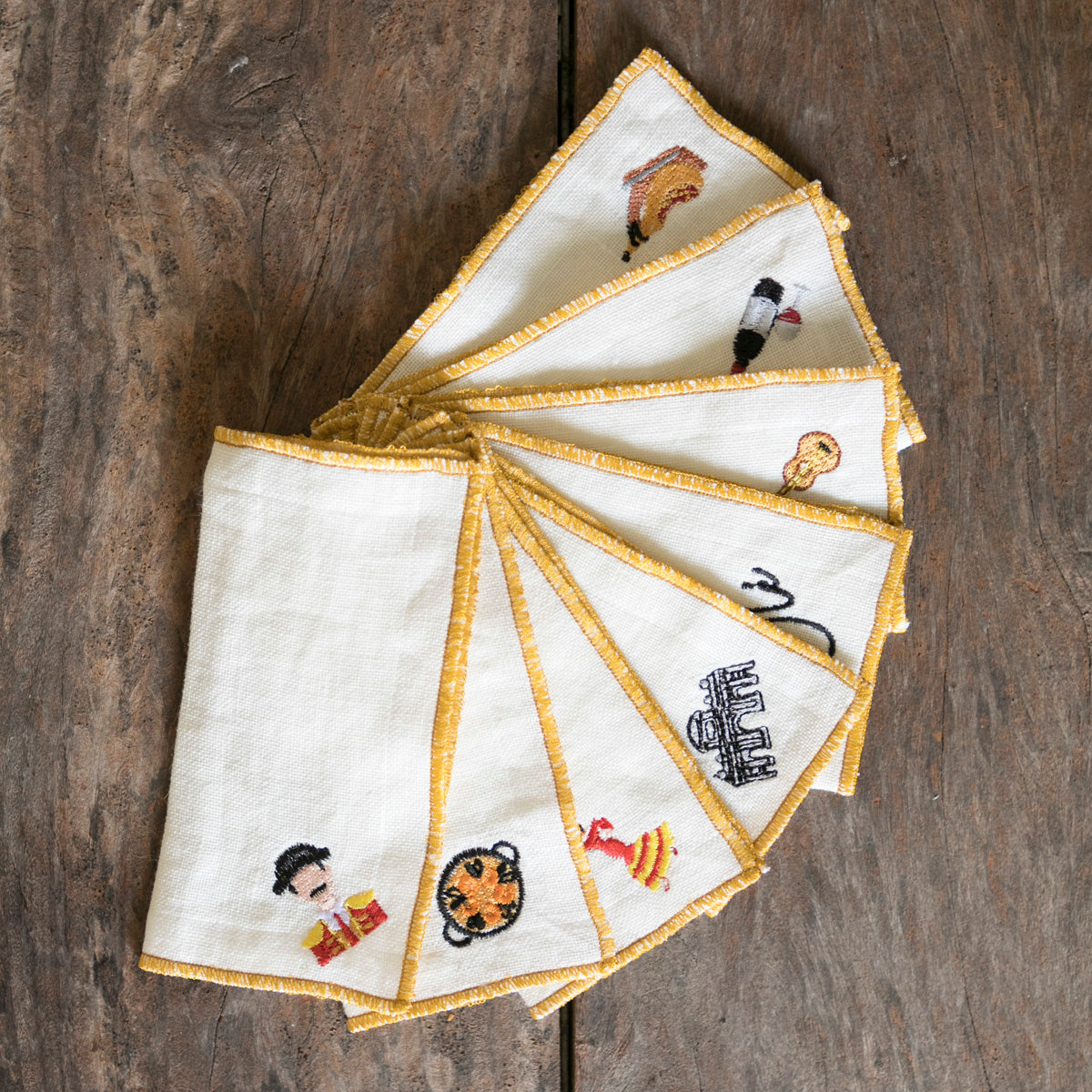 Linen Cocktail Napkins - Spain x 8