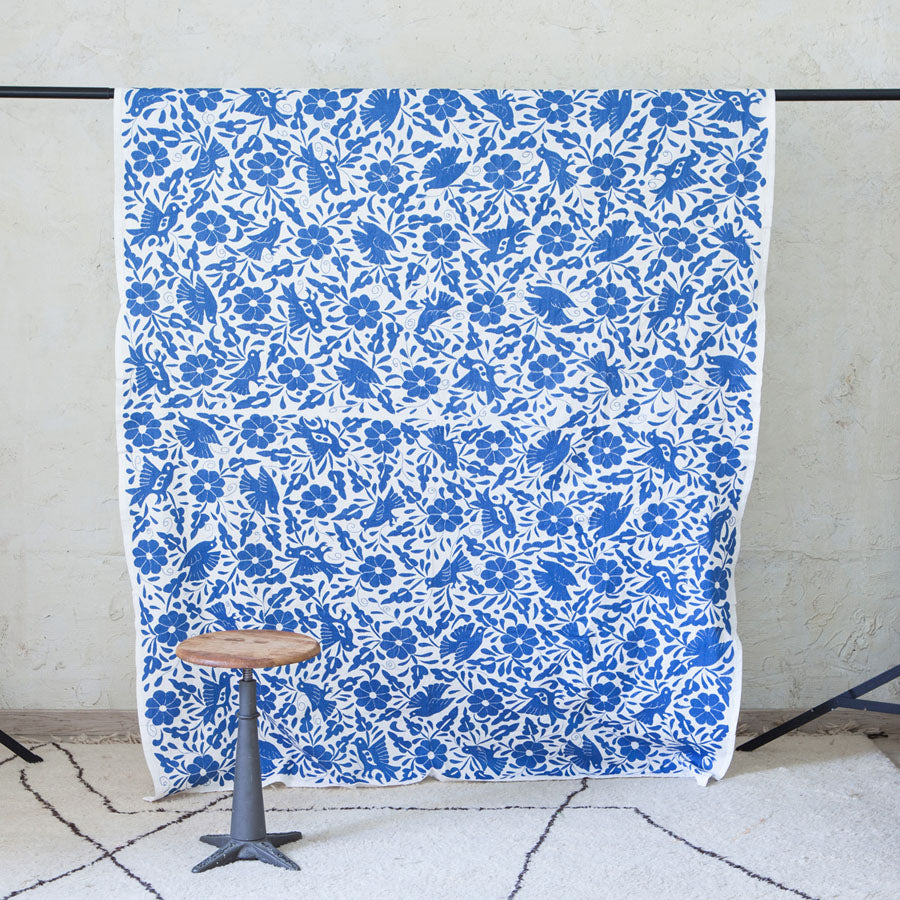 Embroidered Tablecloth - Blue