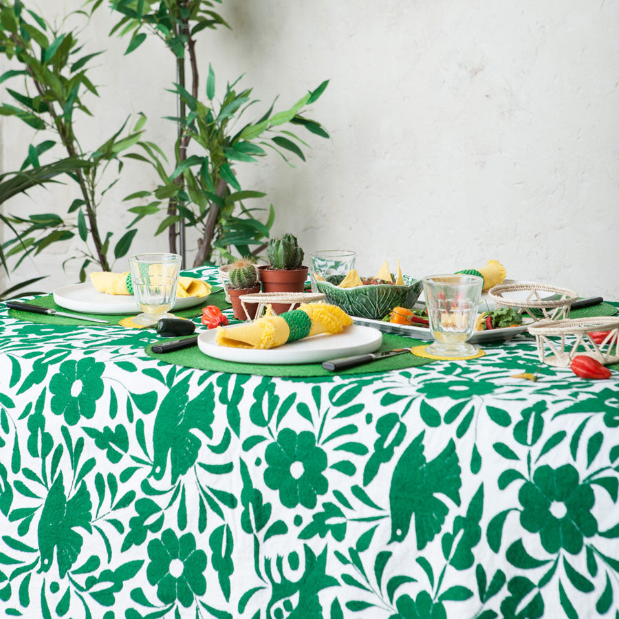 Embroidered Tablecloth - Green