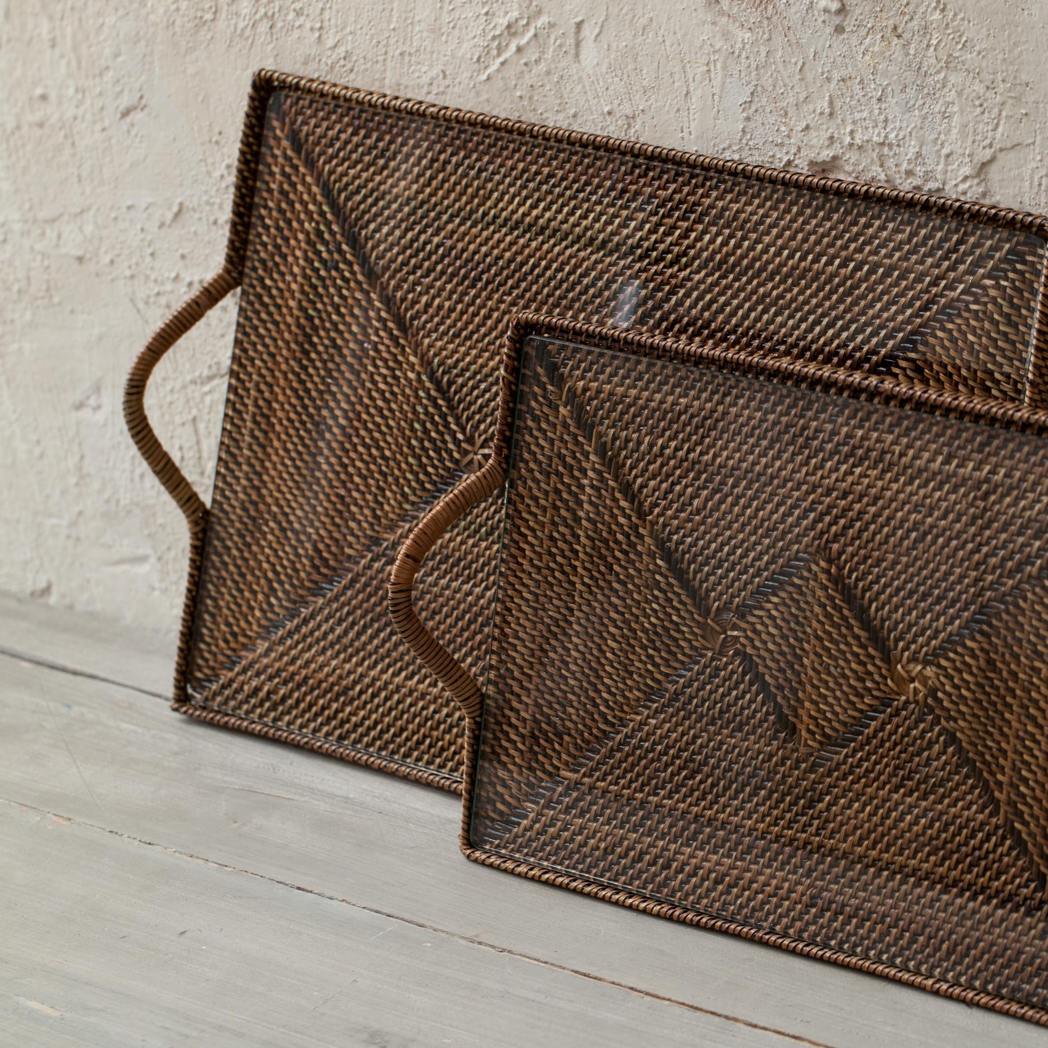 Rattan Cheese Tray Set